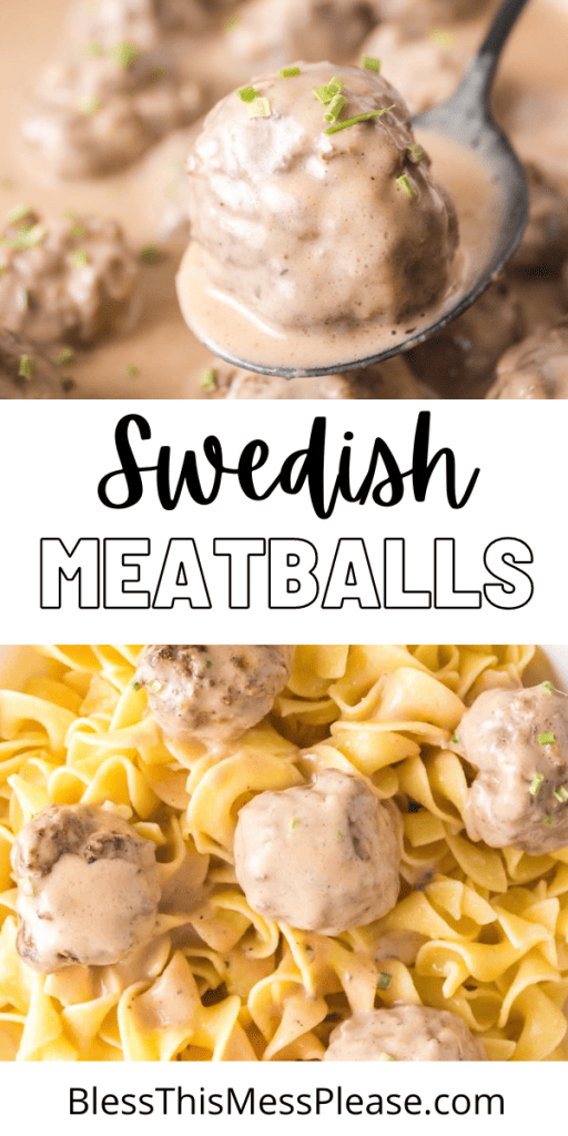 pin for swedish meatballs with images of round baked meatballs