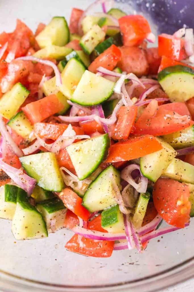 Colorful Cucumber and tomato salad.