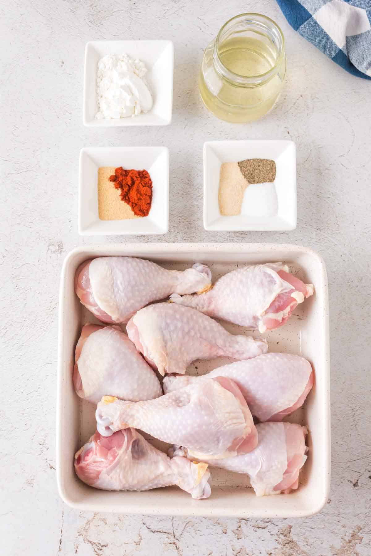 raw ingredients for air fryer chicken drumsticks