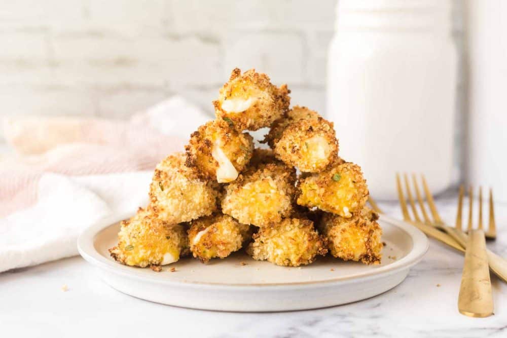 side view stack of mozzarella sticks