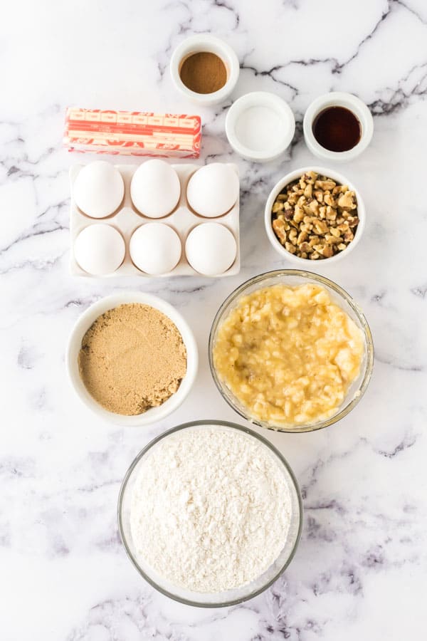 ingredients for banana nut muffins