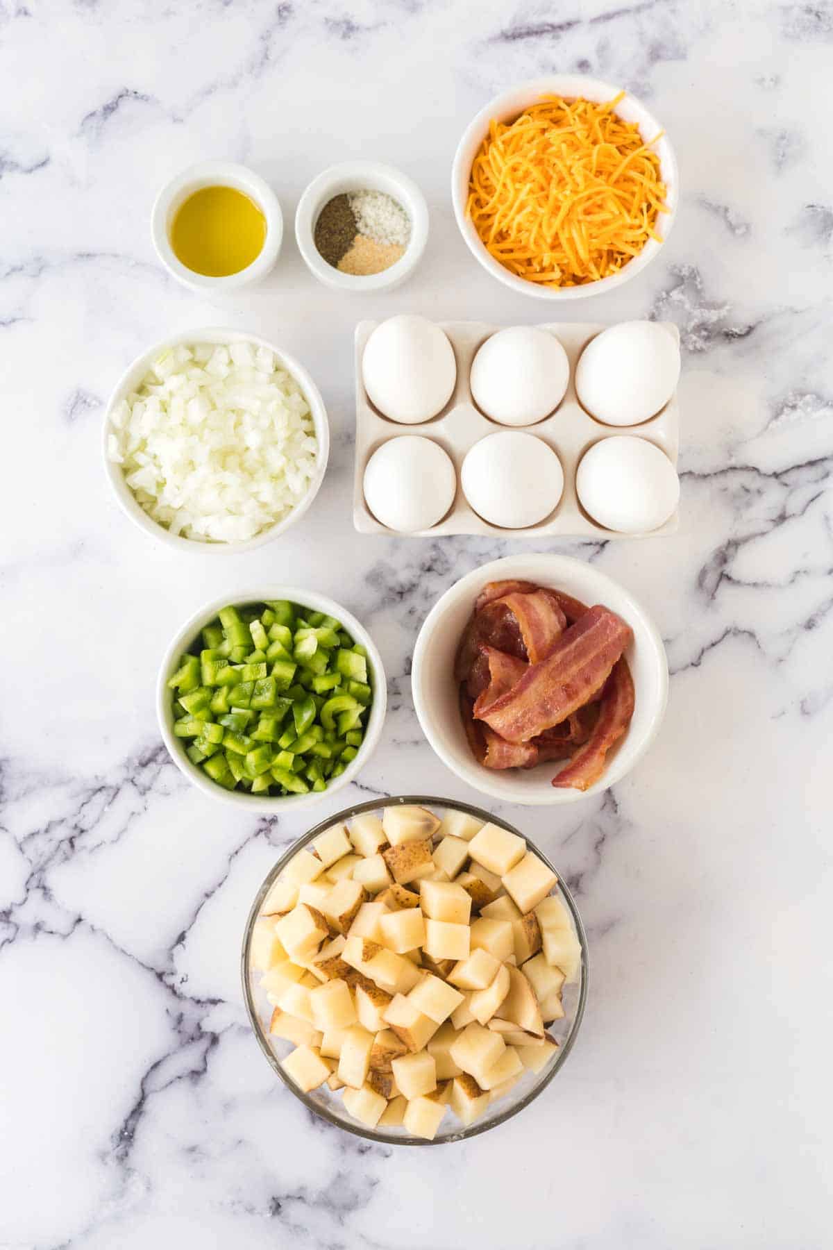 Ingredients for breakfast skillet.