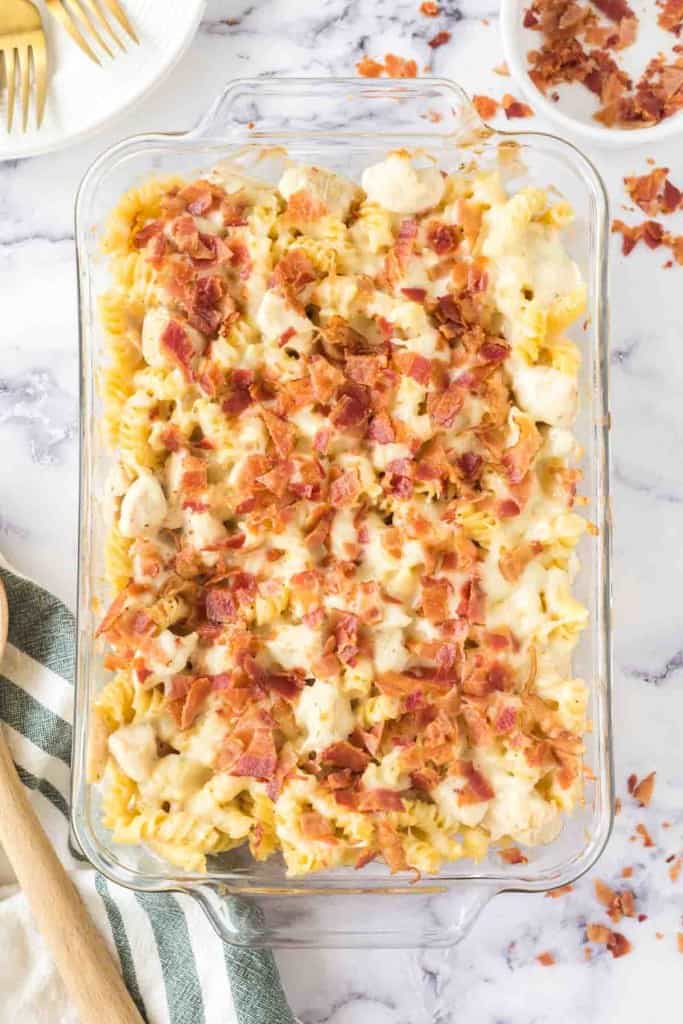 Finished chicken bacon casserole.