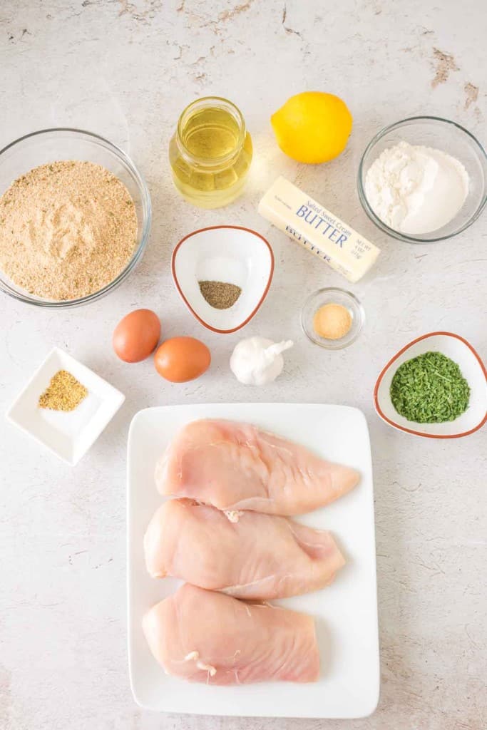 Ingredients for chicken kiev.