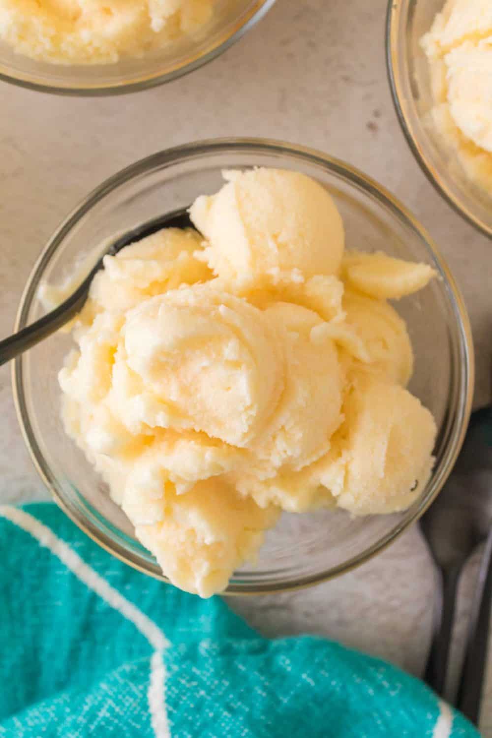 top view of dole whip in a portion bowl