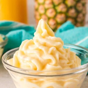 dole whip in a white mixing bowl