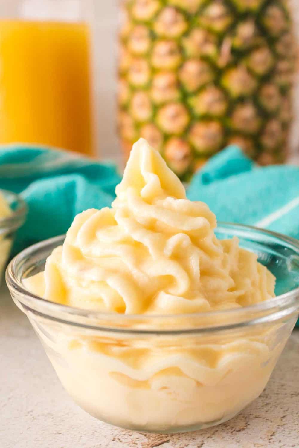 dole whip in a white mixing bowl