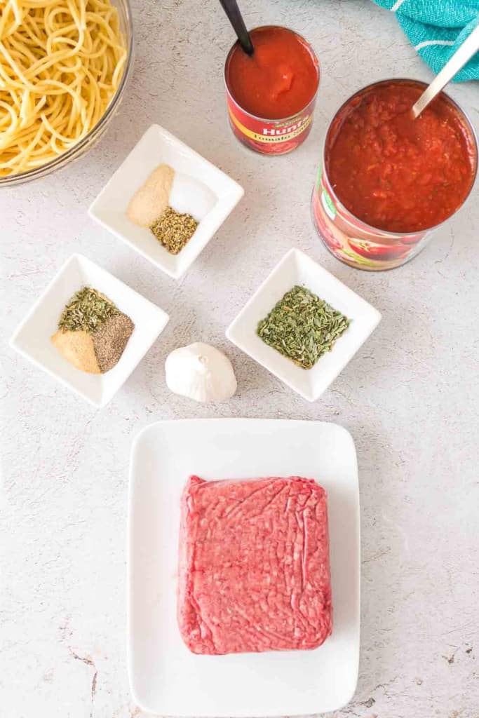 raw ingredients for easy homemade spaghetti sauce