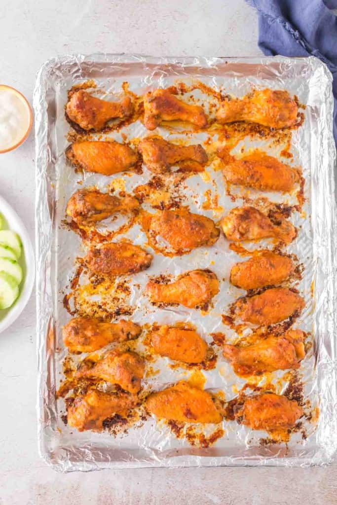 hot wings on a baking dish