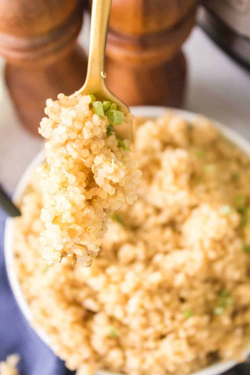 Spoonful of Instant Pot quinoa.