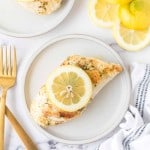 lemon chicken on a white plate