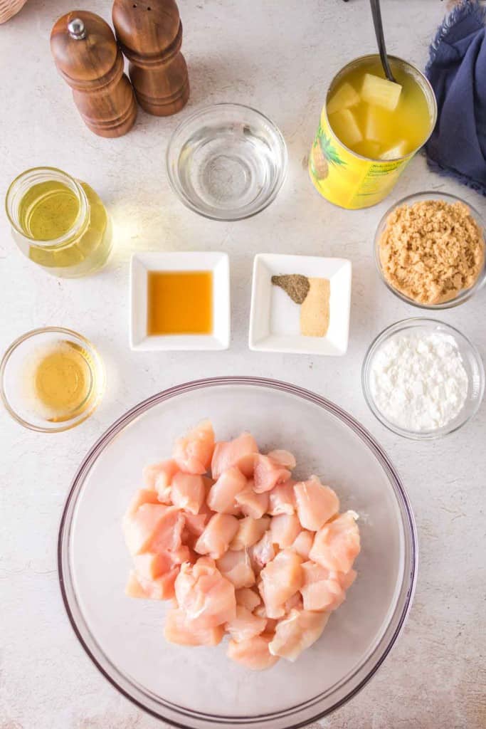 Ingredients for pineapple chicken