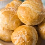 small pretzel bites with sea salt stacked onto a plate