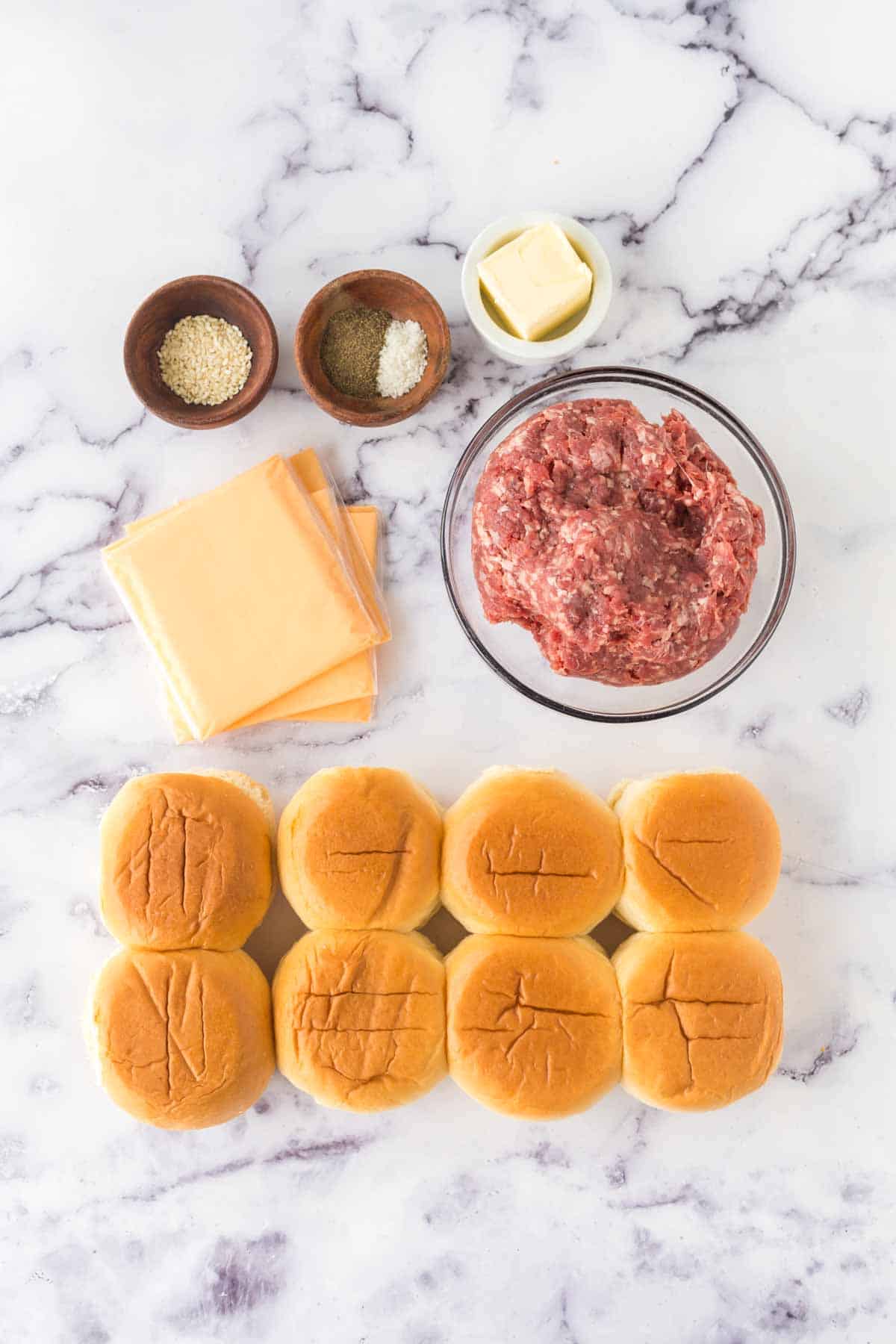 Ingredients for sliders.
