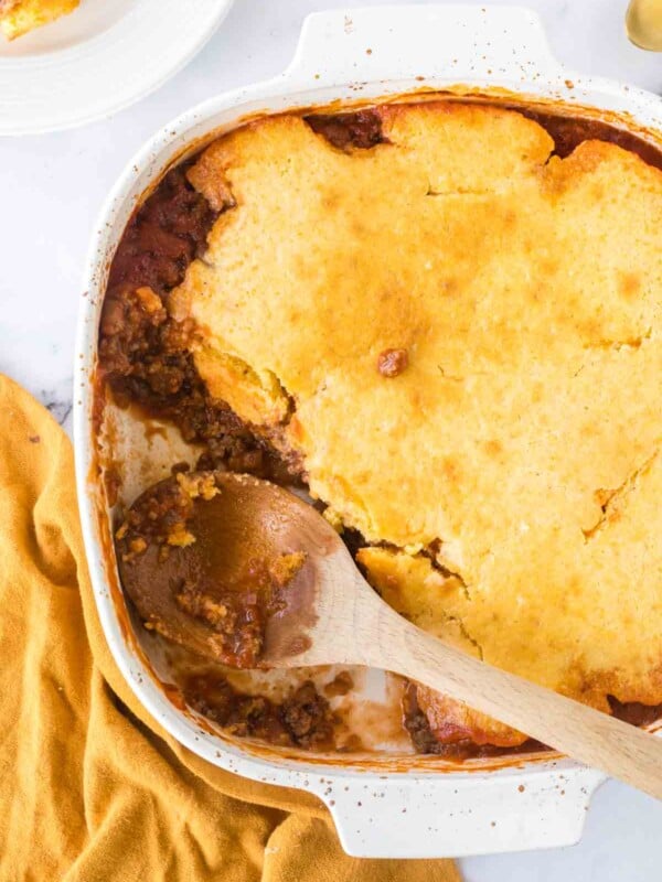 sloppy joe casserole in a baking dish