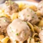 Swedish meatballs on pasta with sauce