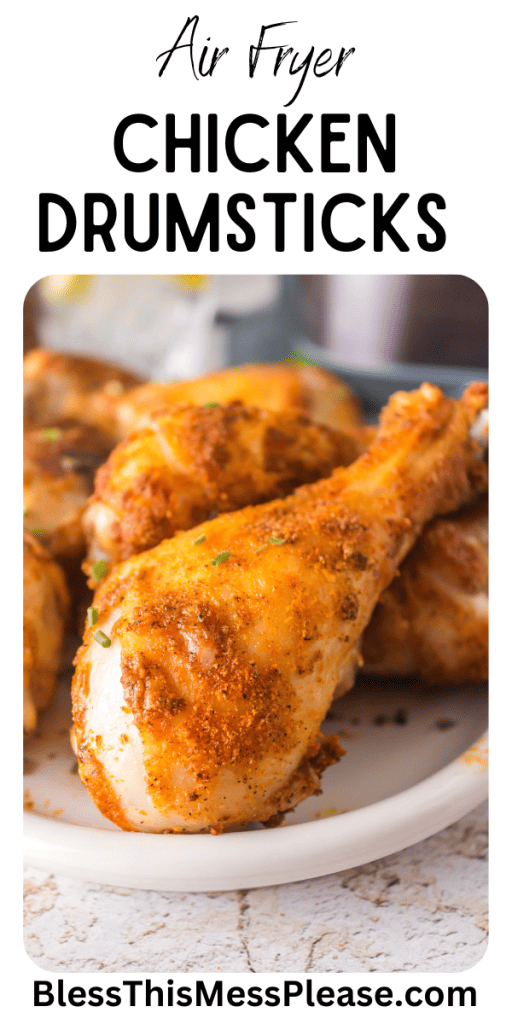 pin that reads air fryer chicken drumsticks