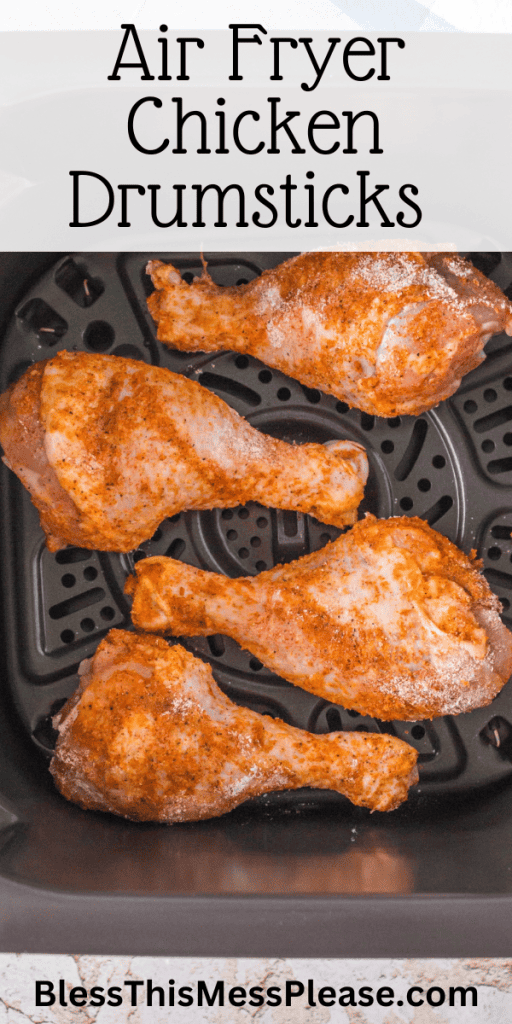 pin that reads air fryer chicken drumsticks