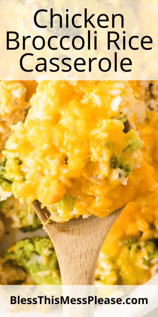 Pin that reads Chicken Broccoli Rice Casserole