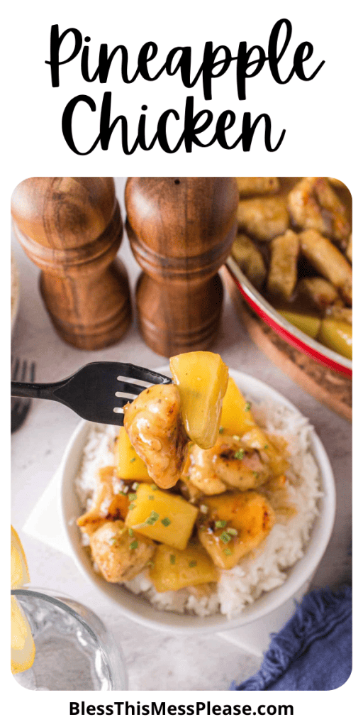 Pin image for pineapple chicken with text.