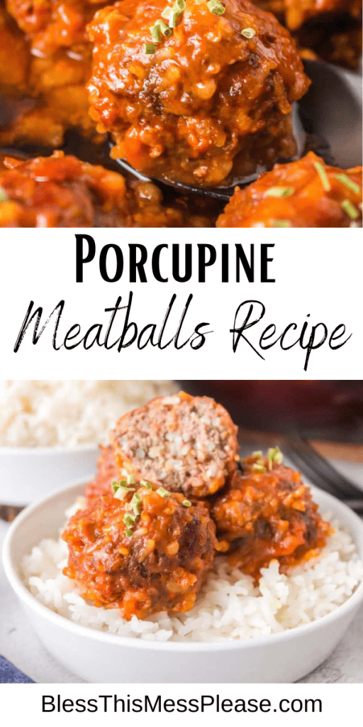Pin image for porcupine meatballs with text