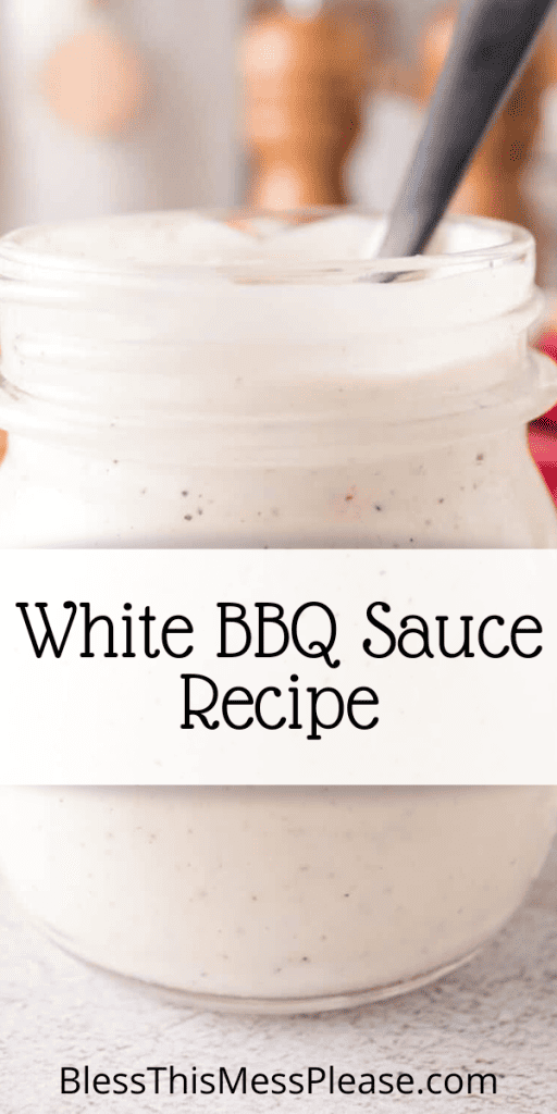 White BBQ sauce pin image with text
