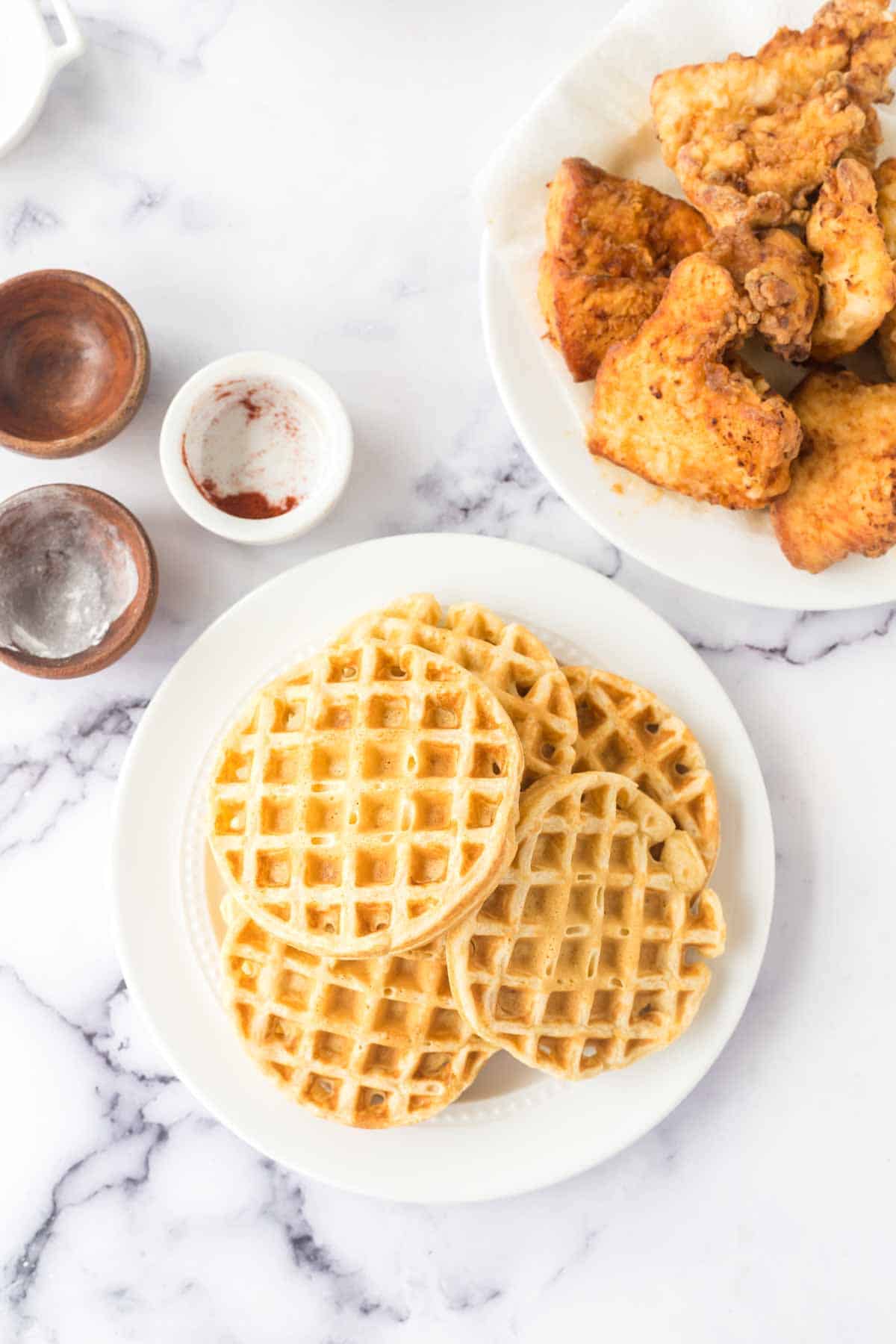 crispy chicken and homemade waffles