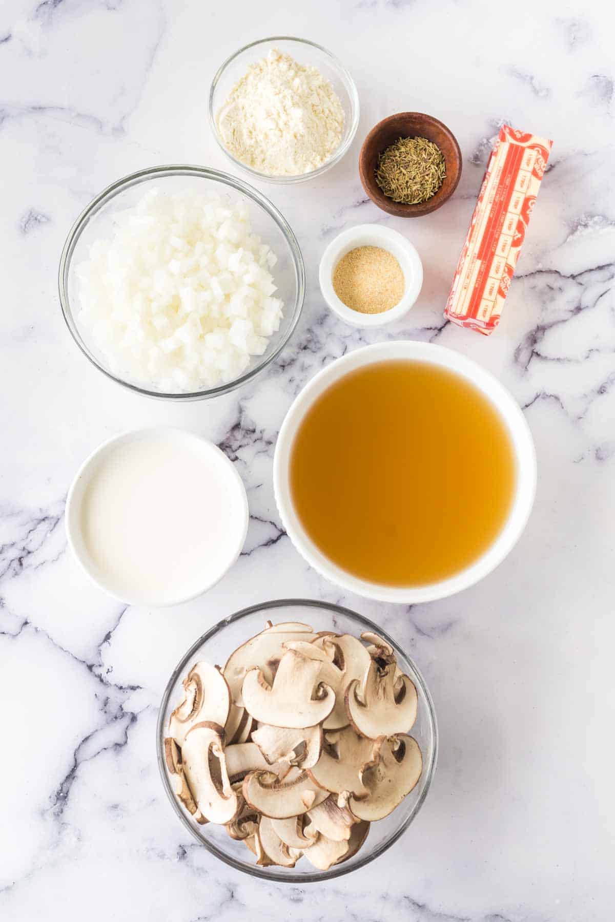 ingredients for cream of mushroom soup