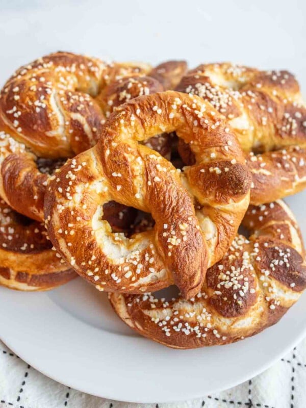 stack of homemade pretzels on a plate