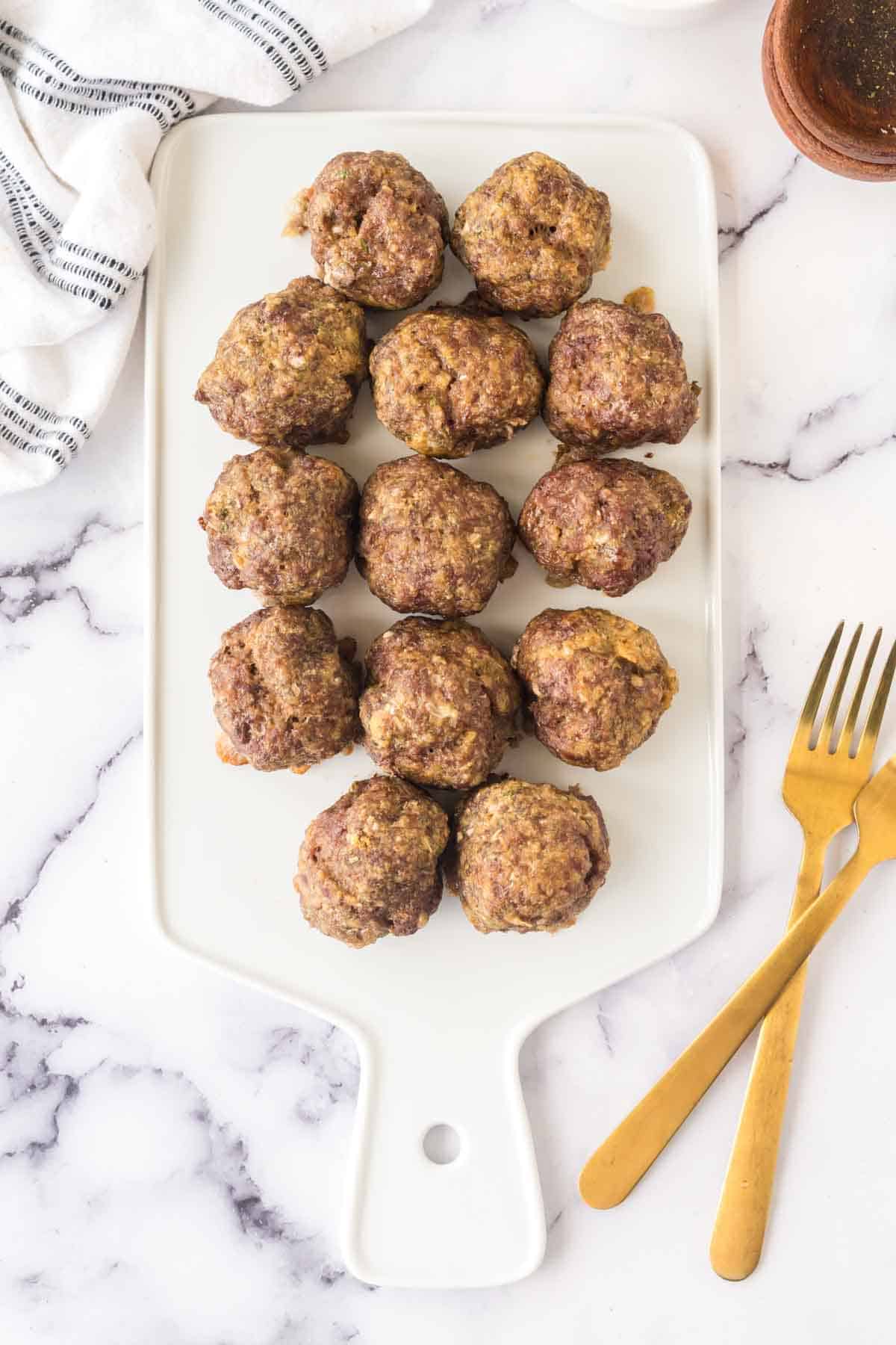 top view of baked Italian meatballs