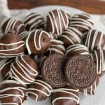 oreo chocolate balls with white icing