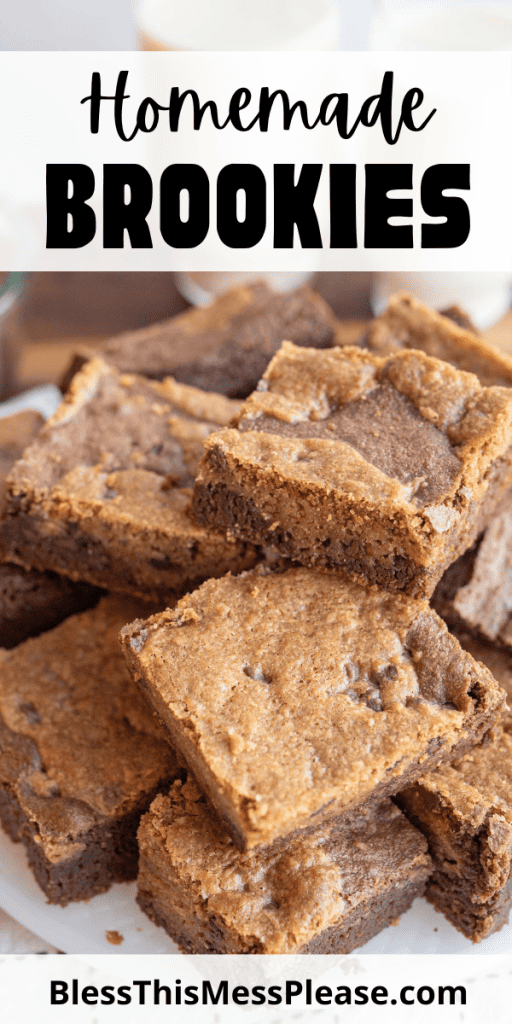 pin that reads homemade brookies with images of square serving portions stacked.