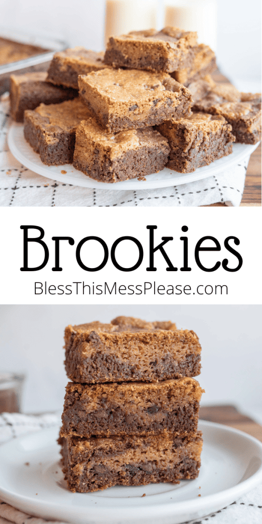 pin that reads homemade brookies with images of square serving portions stacked.