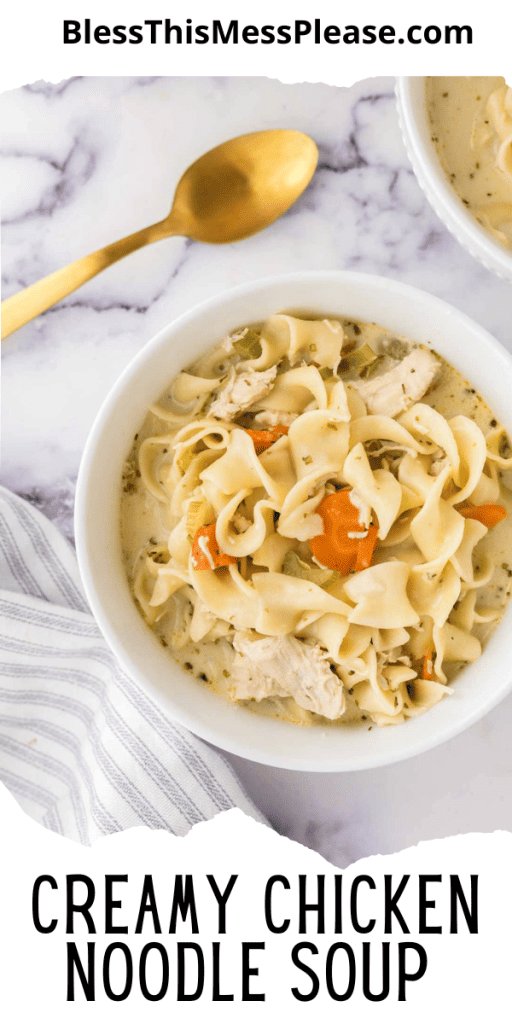 pin for creamy chicken noodle soup