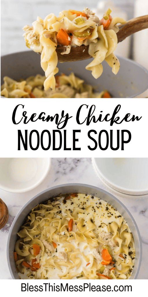 pin for creamy chicken noodle soup