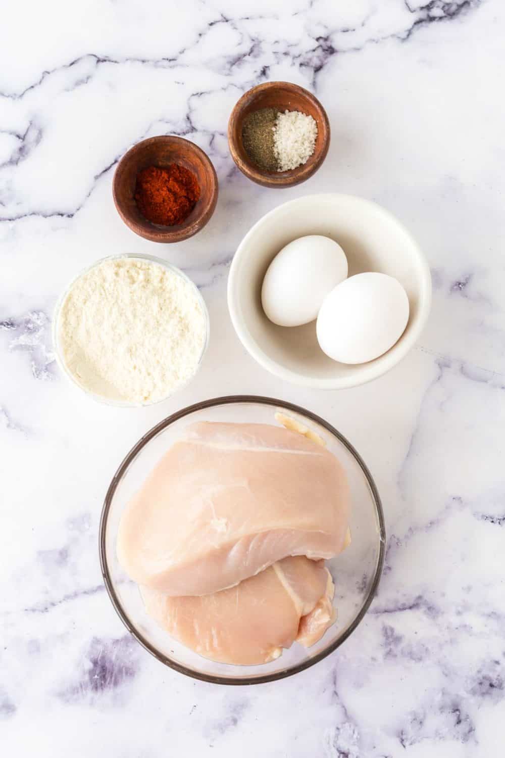 raw ingredients for air fryer fried chicken