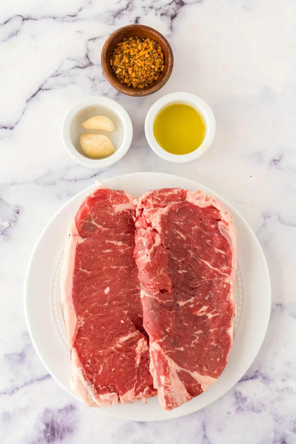 Ingredients for air fryer steak.