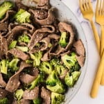 pan full of beef and broccoli stir fry