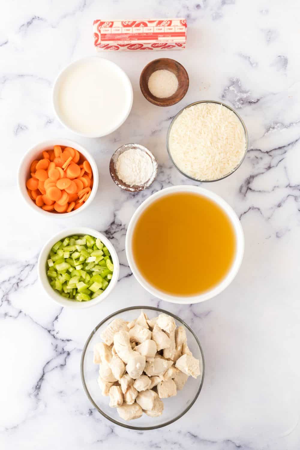 ingredients for chicken and rice soup