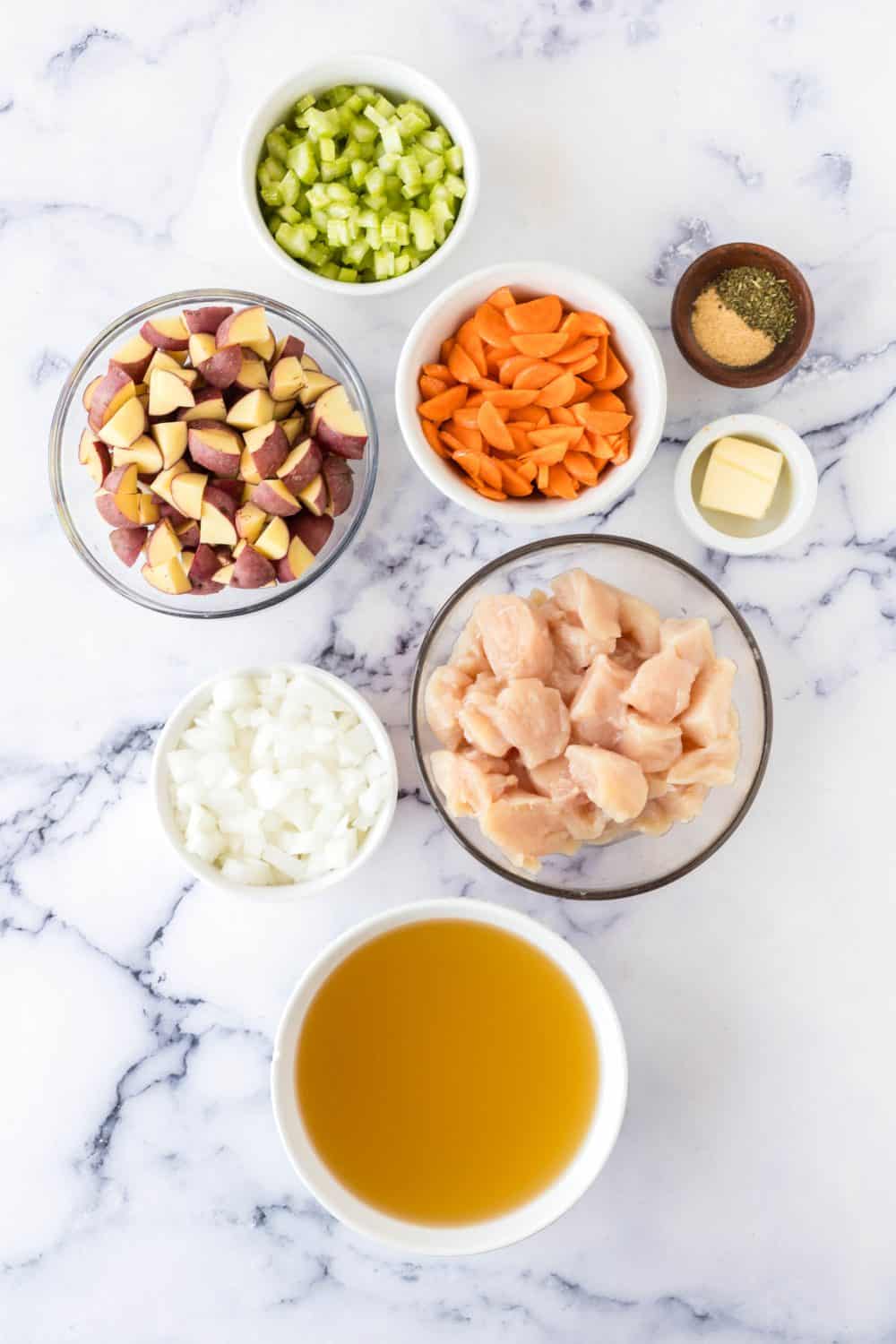 Ingredients for chicken stew.