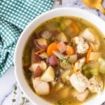 top view bowl of chicken stew