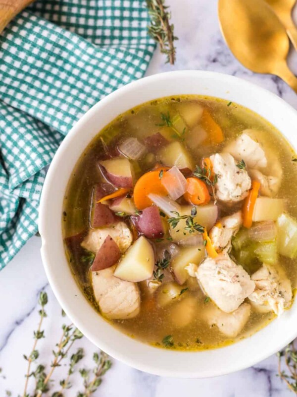 top view bowl of chicken stew