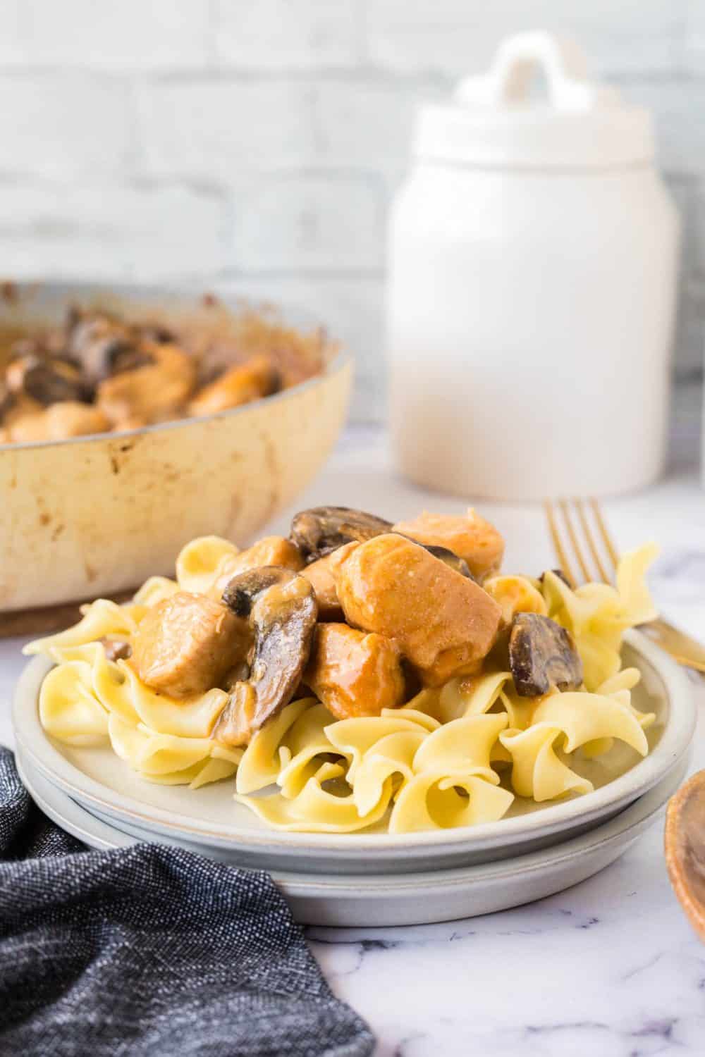 plated chicken stroganoff