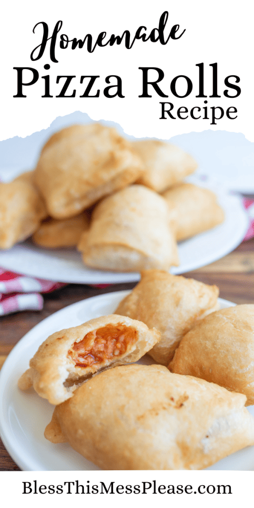 pin that reads homemade pizza rolls with images of fried puffy pizza filled dough balls