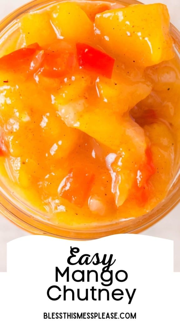 pin with text for mango chutney recipe