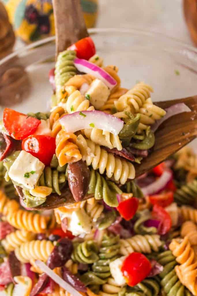 close up of Italian pasta salad