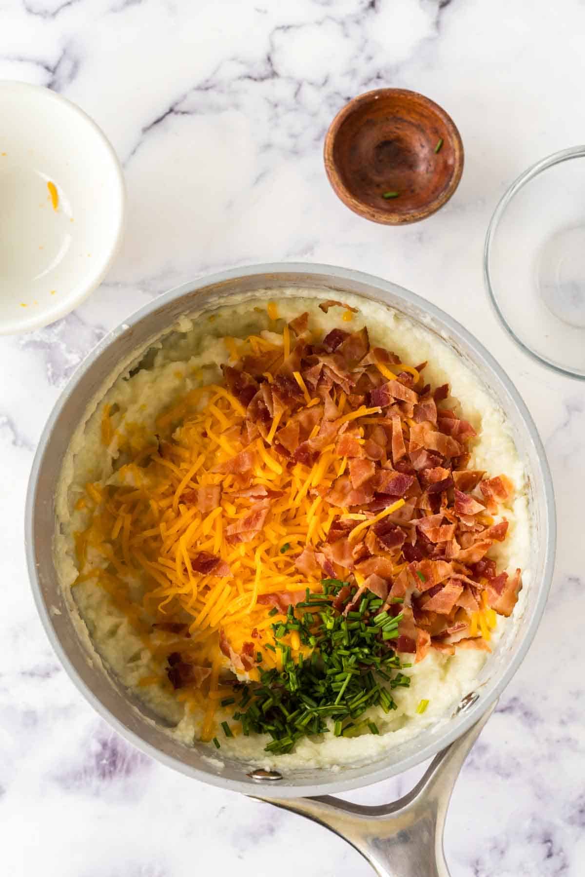 raw ingredients for loaded mashed potatoes