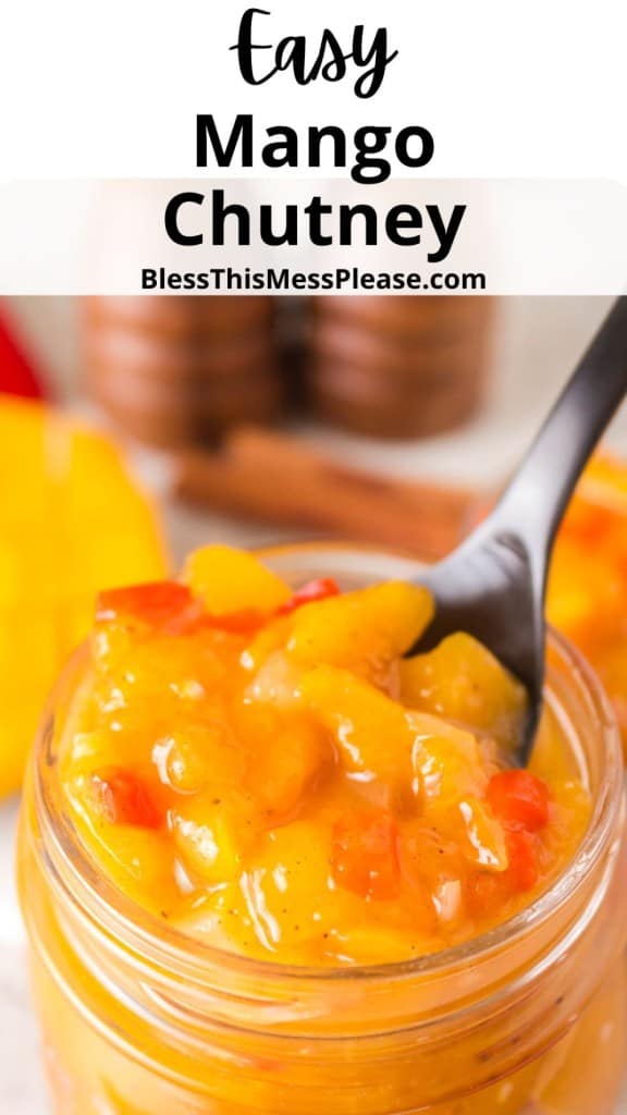 pin with text for mango chutney recipe