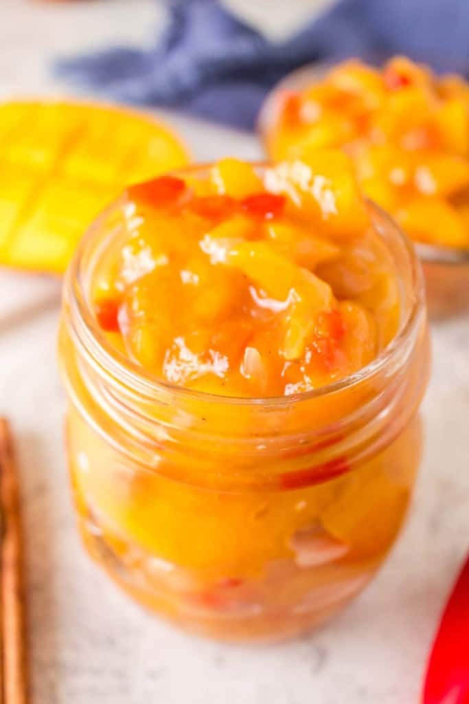 mango chutney in a small mason jar