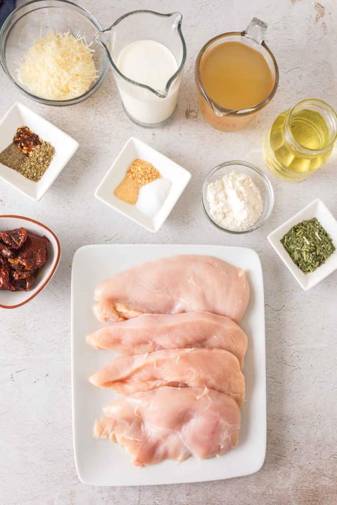 raw ingredients to marry me chicken recipe
